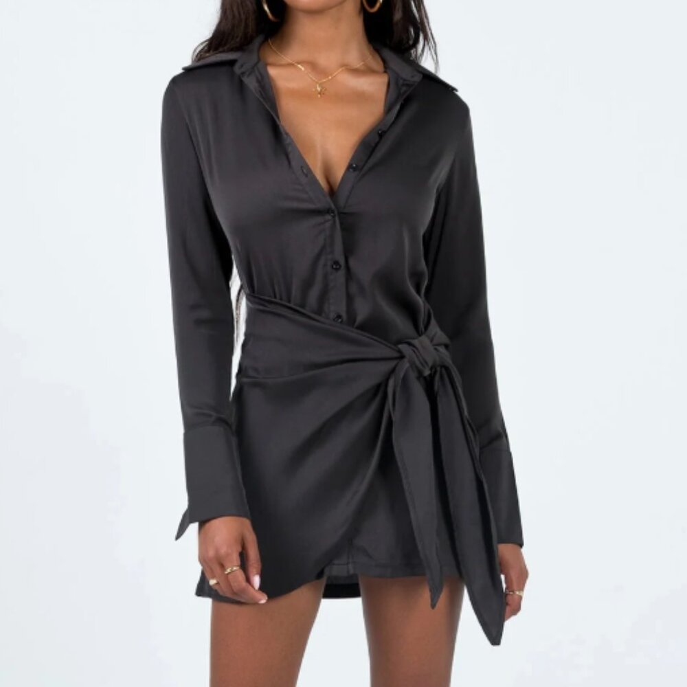 Princess Polly Bodeni Long Sleeve Mini Dress Black | Size 2